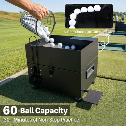 range reload golf ball dispenser, automatic golf ball, close-up detail