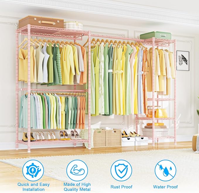 Ulif E10 Clothes Rack（With Stretchable Hanger Rod）Freestanding Clothing Racks - Image 4