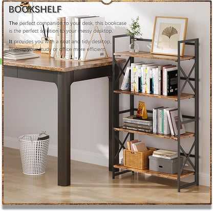 4NM 4 Tiers No Assembly Book Shelves, 41.3" H Folding Bookshelf Bookcase Open - Image 2