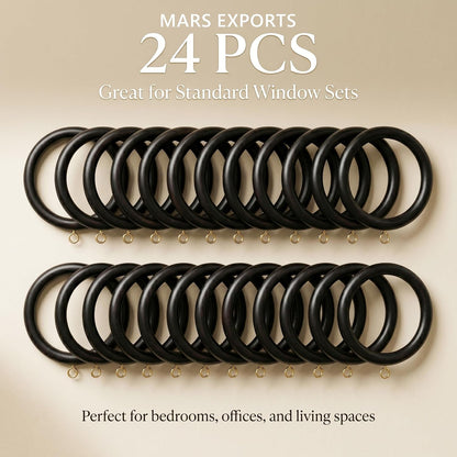Handmade Wooden Drapery Rod Rings, Curtain Rod Rings, for 1-1.5 inch Curtain Rod Pole - Beech Wood (24, 2.7 INCH Inner Dia)