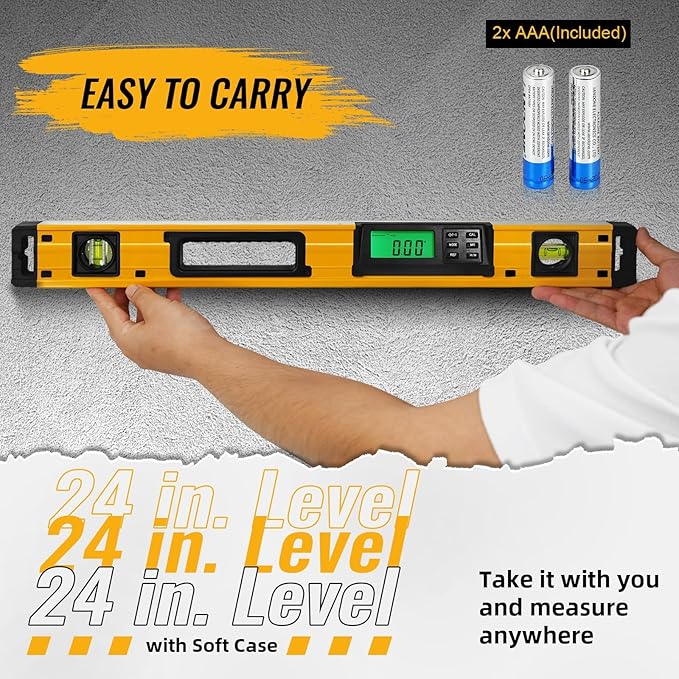 24 Inch Smart Digital Level, LCD Screen Magnetic Electronic Level Tool - Image 6
