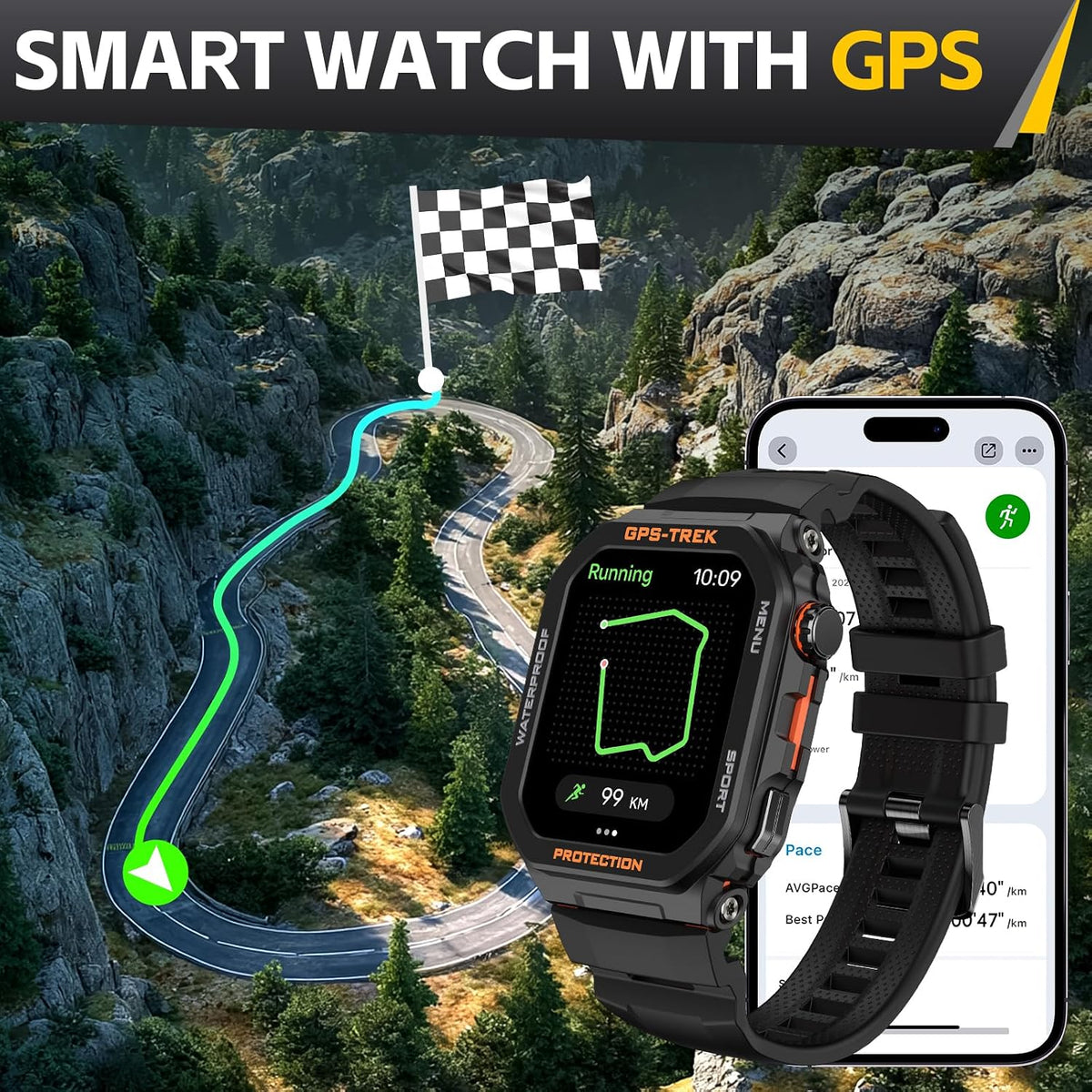 military smart watches for men built-in gps with shown in use