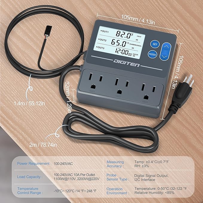 DIGITEN Reptile Temperature and Humidity Controller - Image 3