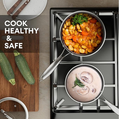 COOKER KING 3 Quart Stainless Steel Saucepan, Nonstick Sauce Pan, Ceramic Suce - Image 4