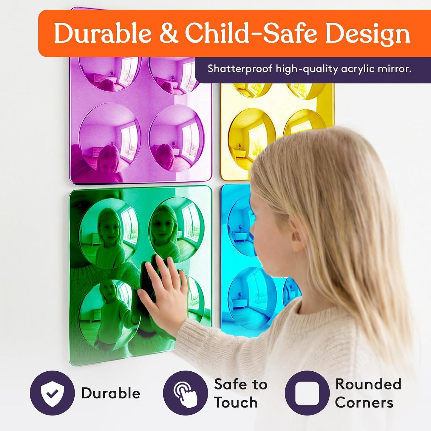 Special Supplies Sensory Bubble Wall Mirror - Interactive Colorful Acrylic Mirrors for Wall Decoration and Sensory Toys for Kids Classroom or Home - Room Decor -Visual, Tactile Stimulation - (4)