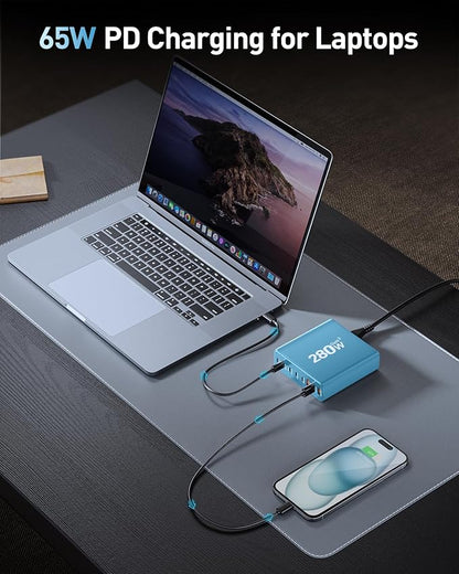 280W USB C Charger Block, 8-Port USB C Charging Station GaN III PD 65W Laptop - Image 3