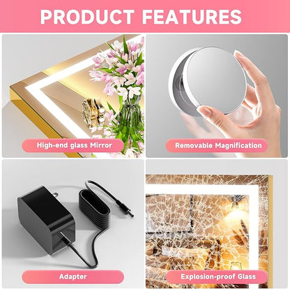 Vanity Mirror with Lights, Dimmable 3 Modes, Memory Function, Smart Touch - Image 8