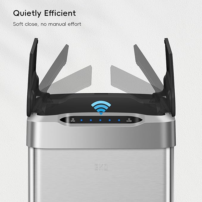 EKO Phantom-T 50 Liter / 13.2 Gallon Vertical Motion Sensor Trash Can, Brushed - Image 5