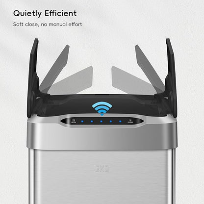 EKO Phantom-T 50 Liter / 13.2 Gallon Vertical Motion Sensor Trash Can, Brushed - Image 5