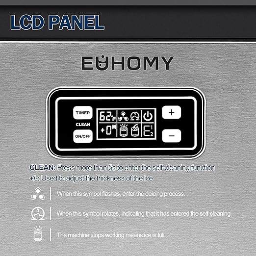 EUHOMY Commercial Ice Maker Machine, 150lbs/24H Stainless Steel Under Counter - Image 3