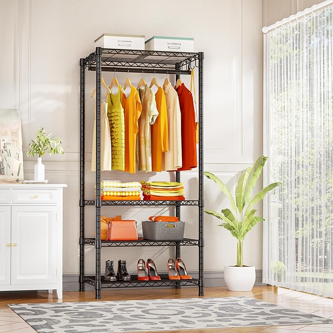 Ulif H4 Mini Portable Closet, 4 Tiers Freestanding Clothing Garment Rack - Image 2