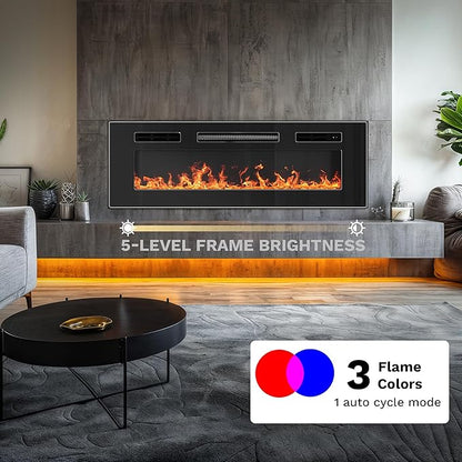 DWVO 36 Inches Electric Fireplace, Recessed or Wall Mounted, Fireplace Heater - Image 5