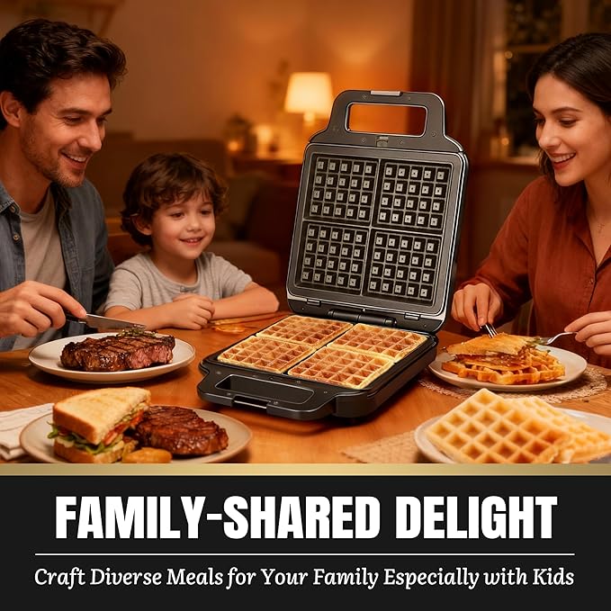 Belgian Waffle Maker with Removable Plates, Waflera Electrica, Large Waffle Iron - Image 7