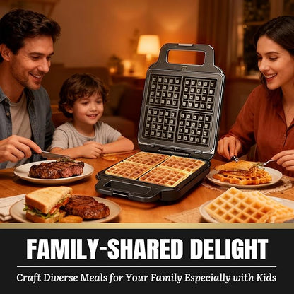 Belgian Waffle Maker with Removable Plates, Waflera Electrica, Large Waffle Iron - Image 7