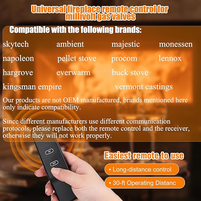 Primary Fireplace Remote Control.for Standard Millivolt Gas Valves.Fit - Image 4
