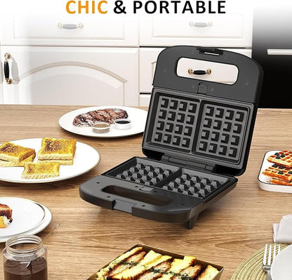 Sunvivi Waffle Iron, Panini Press Grill and Sandwich Maker Set, 3 in 1 Electric - Image 7