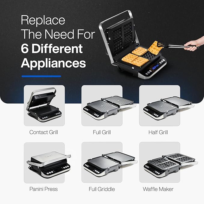 Yedi Total Package 6-in-1 Digital Indoor Grill, Waffle Maker, Panini Press - Image 2
