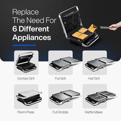 Yedi Total Package 6-in-1 Digital Indoor Grill, Waffle Maker, Panini Press - Image 2