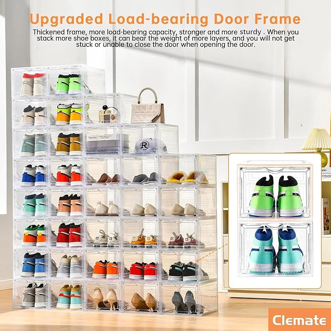 Clemate Upgraded X-Large Shoe Organizer, Shoe Storage Organizer, 12 Pack - Image 3