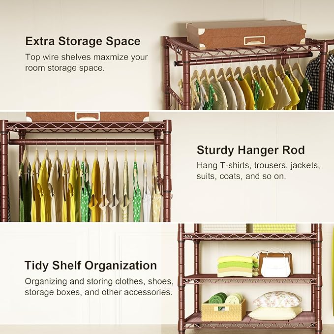 Ulif E1 Heavy Duty Closet Garment Rack, 6 Tiers Adjustable Metal Freestanding - Image 5