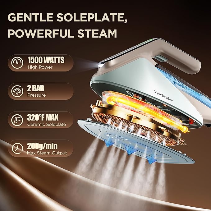 Newbealer Steam Generator Iron, 1500W Turbo Steamer - Image 2