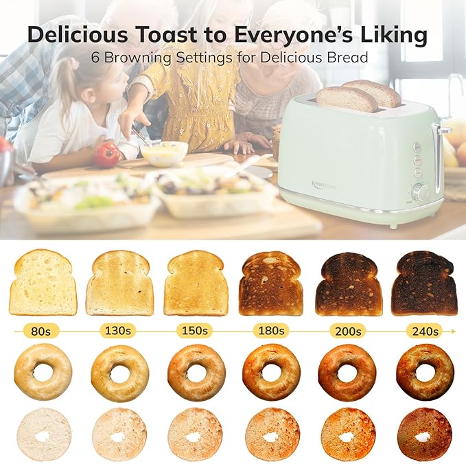 2 Slice Stainless Steel Toaster Retro - Image 3