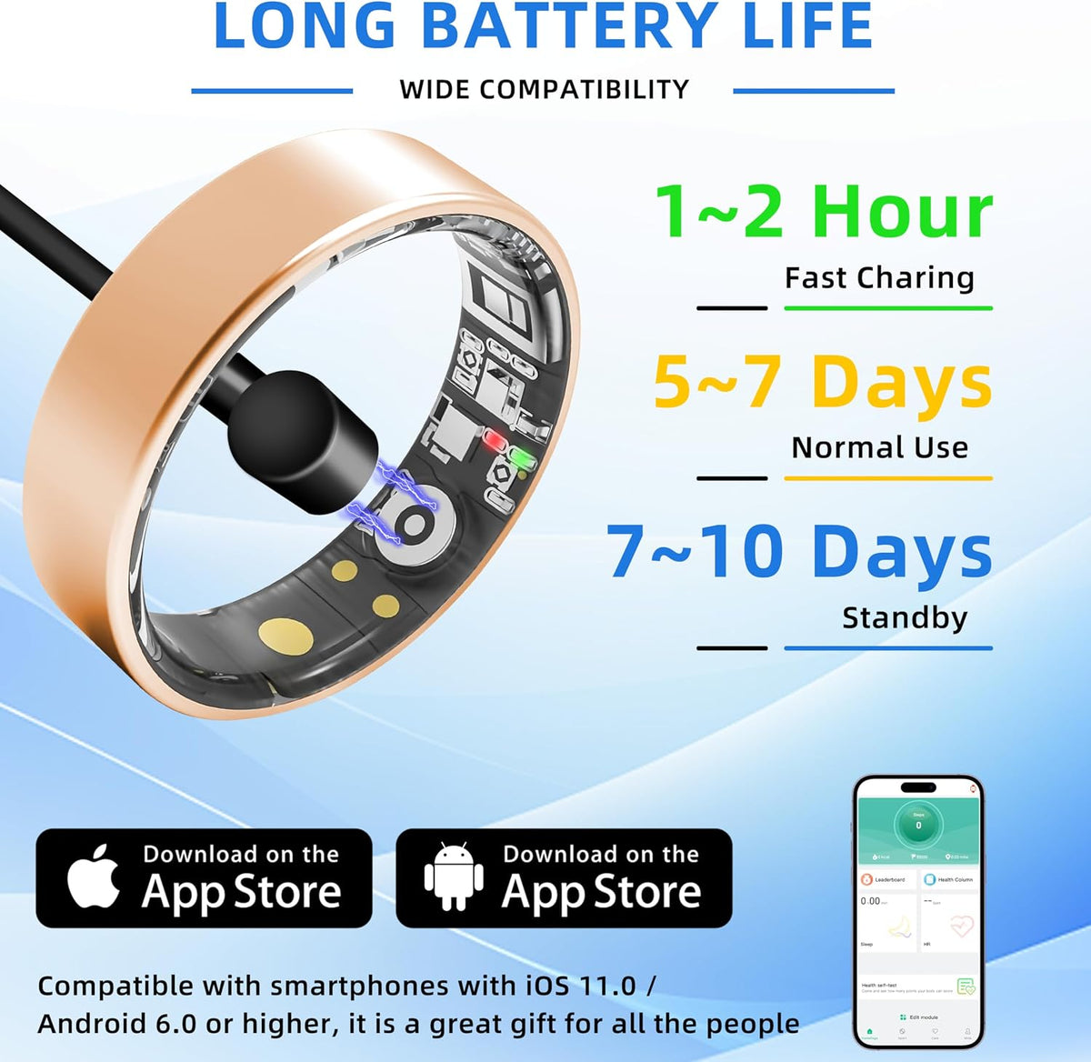 smart ring | no subscription fitness & health showing dimensions