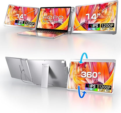 FOPO 14" Triple Monitor Laptop Screen Extender-FHD 1200P 16:10 Laptop Screen by FOPO