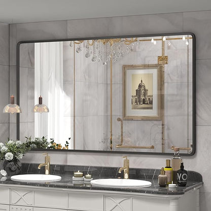66x40 Inch Black Matte Framed Mirror by GOLOMO