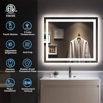 YEELAIT 36x30 Inch LED Bathroom Mirror - Image 2