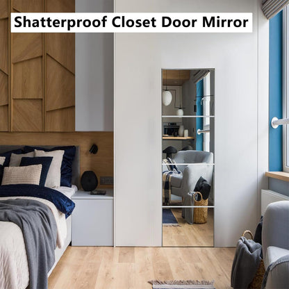 Unbreakable Door Mirror Full Length,Full Body Mirror for Kids, 4PCS x 14 x 14 inch About, Shatterproof Plexiglass Long Mirrors for Bedroom Closet, Children Plastic Mirrors Non Glass Stick on Miroir