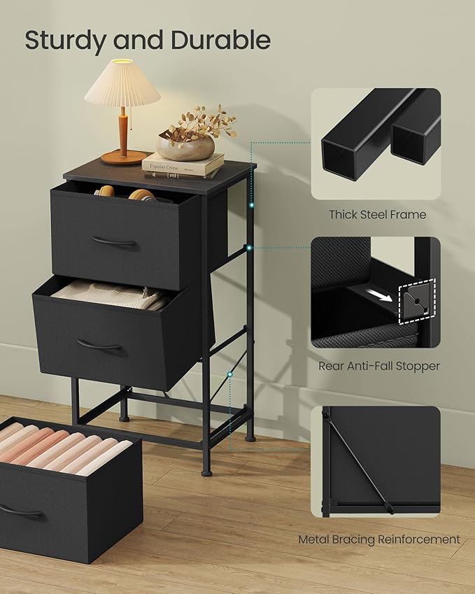 SONGMICS Dresser for Bedroom, Chest of Drawers, 3 Non-Woven Fabric Drawers - Image 6