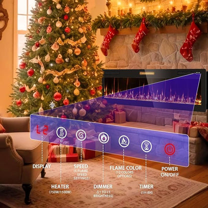 Narrow Bezel Electric Fireplace-60 inch Fireplace Wall Mount/Recessed-Ultra - Image 4