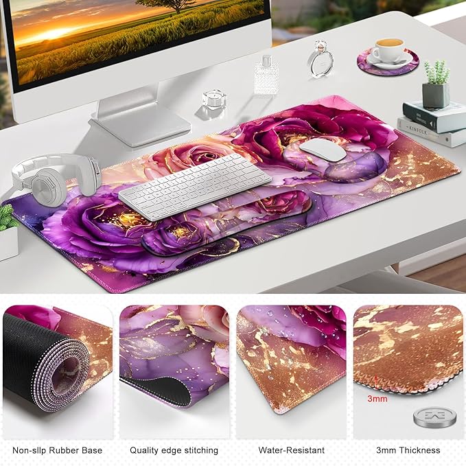 Gaming Mouse Pad, Large Desk Mat, Cute Desk Pad Protector, 4in1 XXL Mousepad + - Image 8