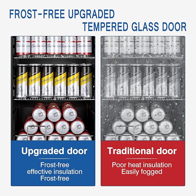 17Inch Beverage Refrigerator and Cooler Freestanding, 96 Cans Mini Fridge - Image 7