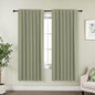KOUFALL 52x72 Inches Long Sage Green Back Tab Linen Blackout Curtains by KOUFALL