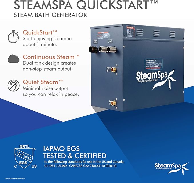 SteamSpa Executive 12 KW QuickStart ACU-Steam Bath Generator Package - Image 3