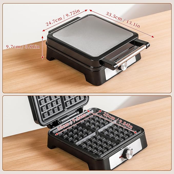 Waffles Maker Waffle Iron, 4 Belgian Square Waffle Maker, Belgian Waffle Maker - Image 5