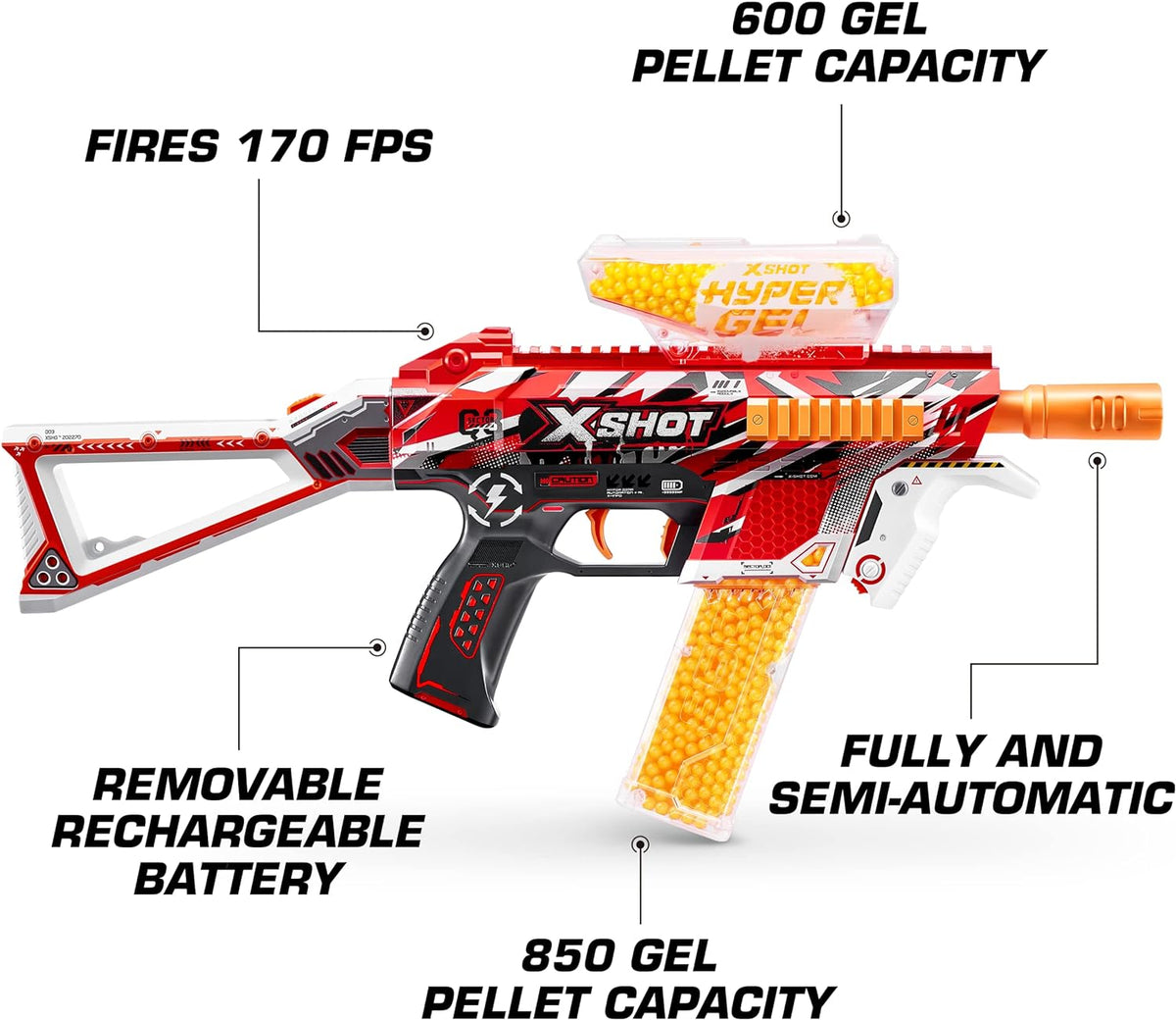 XSHOT Hyper Gel Trace Fire Blaster, Semi and Fully Automatic Gel Blaster &amp...
