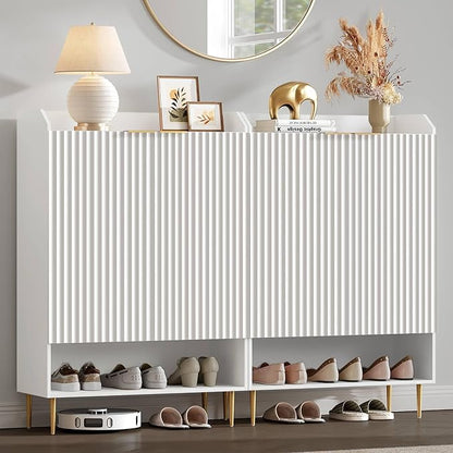 SICOTAS Shoe Cabinet Storage Set of 2, 56 Pairs Large Capacity, 7-Tier Shoe by SICOTAS