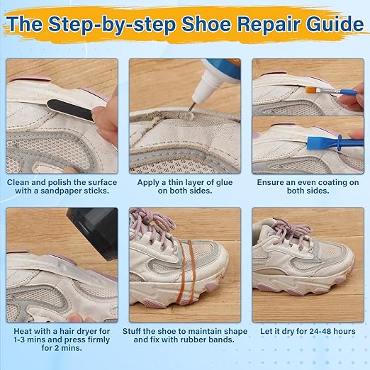 Shoe Glue | 5 x 15 ML Tube Clear Adhesive Glue Shoe Care Kit Repairs Soles - Image 6
