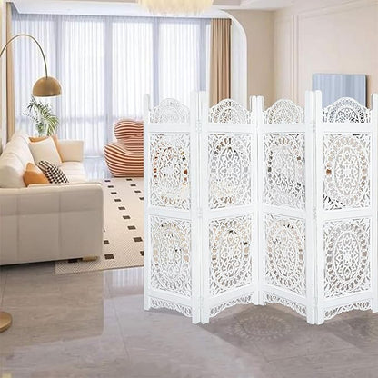 Lightnpro 4-Panel Wooden Room Divider 48 × 64 Inch Antique White Finish - Image 7