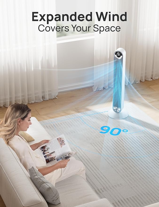 Dreo Tower Fan for Bedroom, Upgrated DC 9 Speeds Ultra-Quiet Floor Fan - Image 5