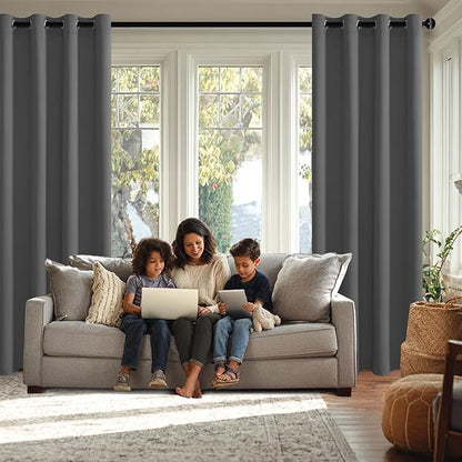 JIUZHEN Dark Grey Blackout Curtains - Image 3