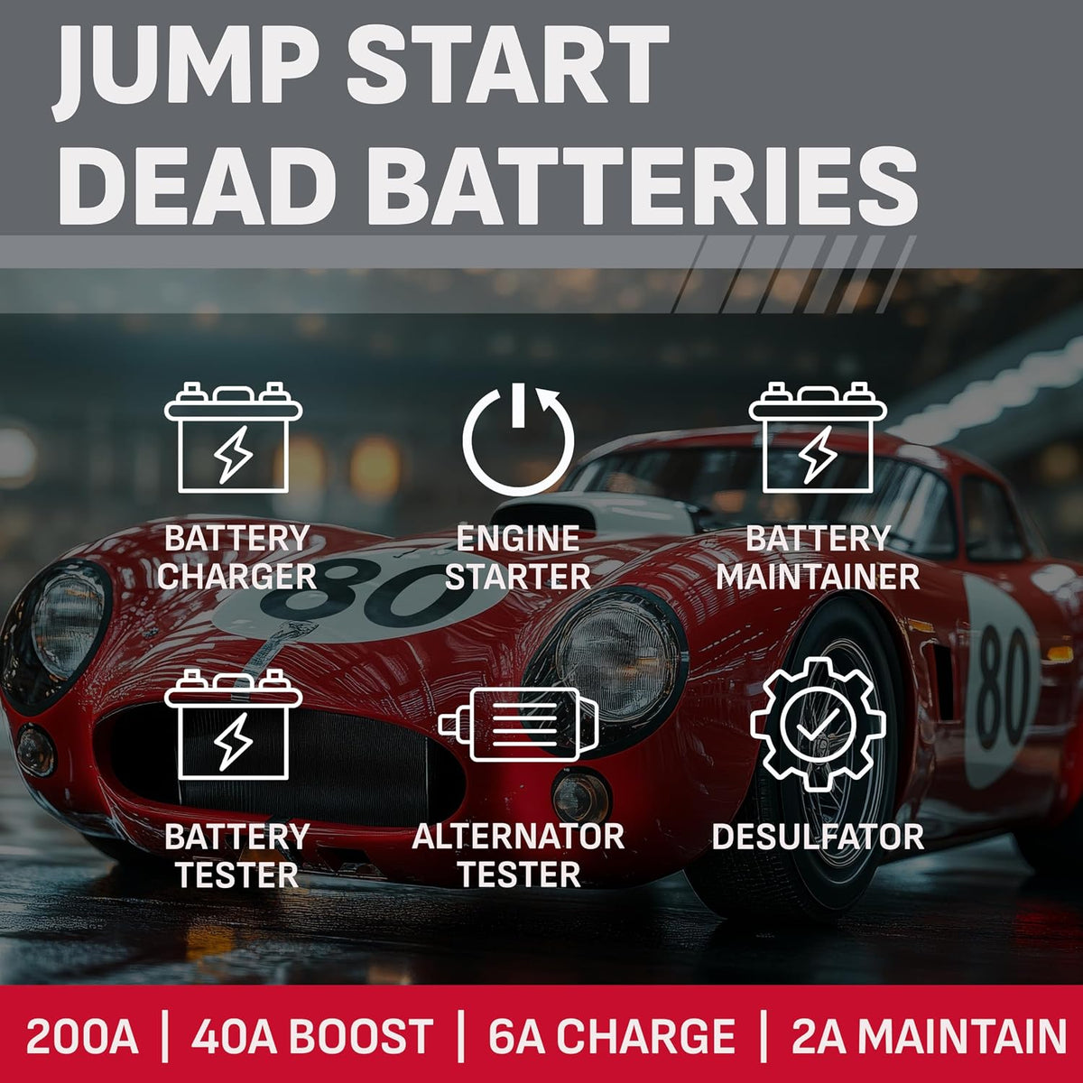 schumacher electric wheeled 6a car battery charger & shown in use