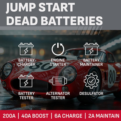 schumacher electric wheeled 6a car battery charger & shown in use