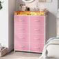 Pink Dresser for Bedroom with Charing Station Dressers with LED Lights Tall by EXOTICA