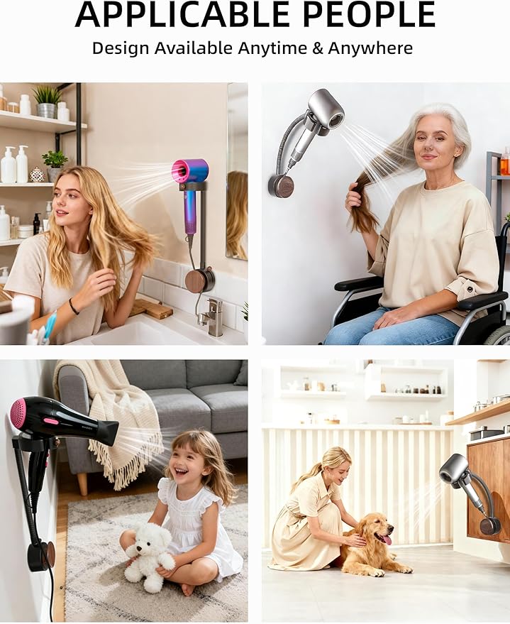 Hands Free Hair Dryer Holder Wall Mounted - Image 7