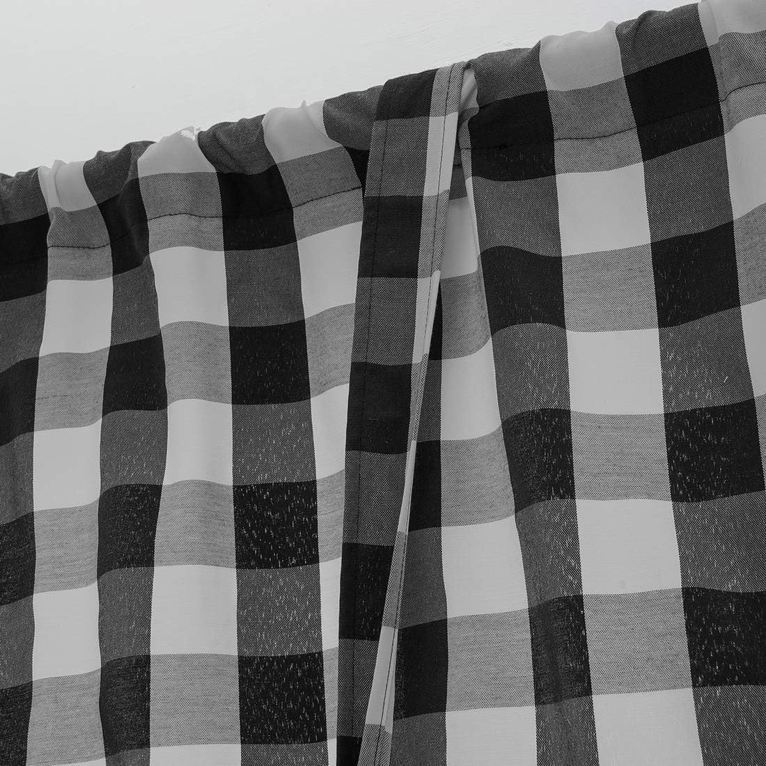 Buffalo Check Plaid Balloon Drape Gingham Shade Tie Up Roman Valance Rod Pocket Classic Window Treatment Semi Blackout Curtains for Small Window Farmhouse Kitchen, 1 Panel, 55" Long, Black