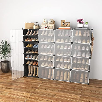 Portable Shoe Rack with Door, 64 Pairs Cabinet Easy Assembly, Plastic - Image 2